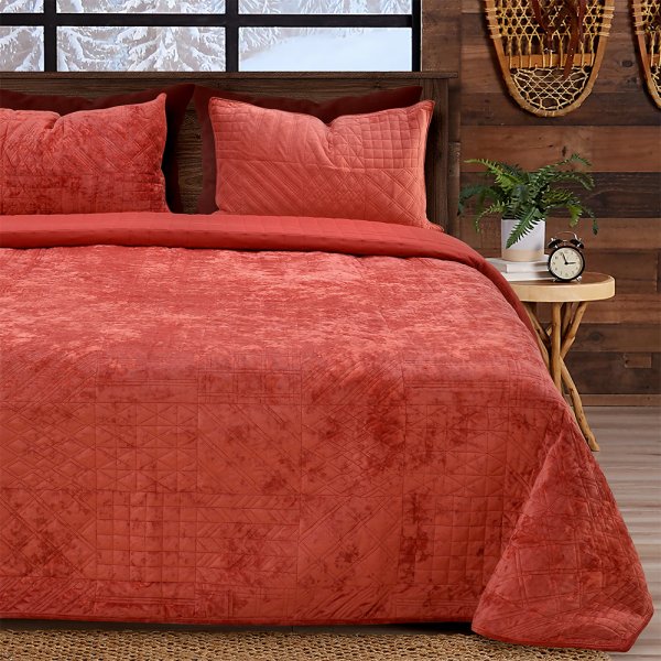 Σετ Κουβερλί Υπέρδιπλο Manta Red Lino Home