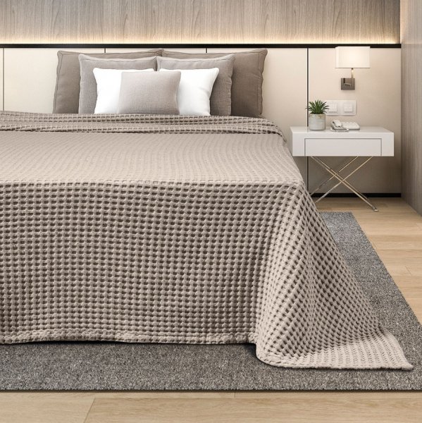 Κουβέρτα Πικέ Υπέρδιπλη Waffle Beige Adam Home