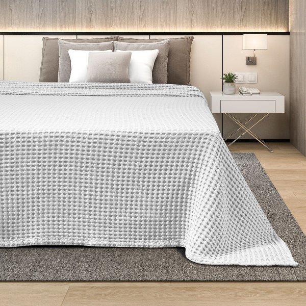Κουβέρτα Πικέ Υπέρδιπλη Waffle White Adam Home