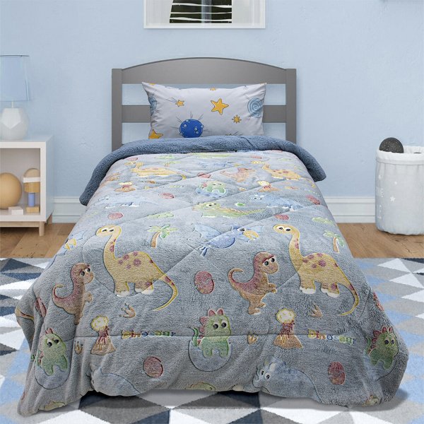 Φωσφοριζέ Κουβερτοπάπλωμα Μονό Volcano Gray-Ciel Lino Home