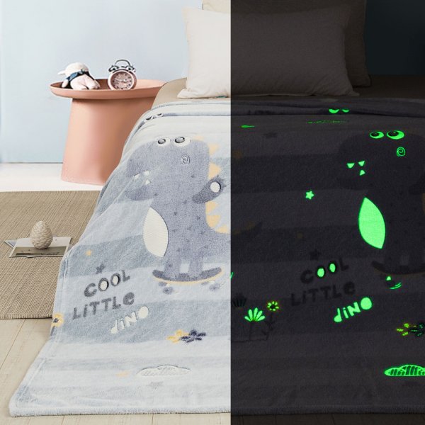 Φωσφοριζέ Κουβέρτα Fleece Μονή Dinosaur 101 Adam Home