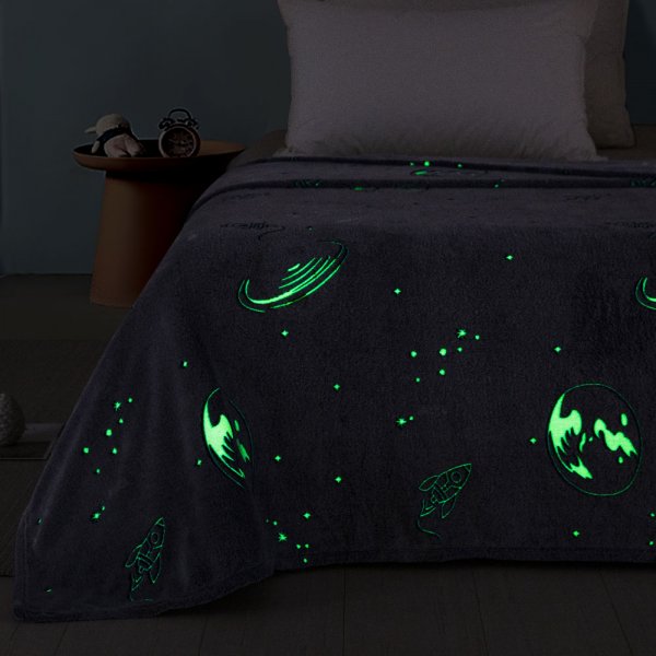 Φωσφοριζέ Κουβέρτα Fleece Μονή Space 102 Adam Home