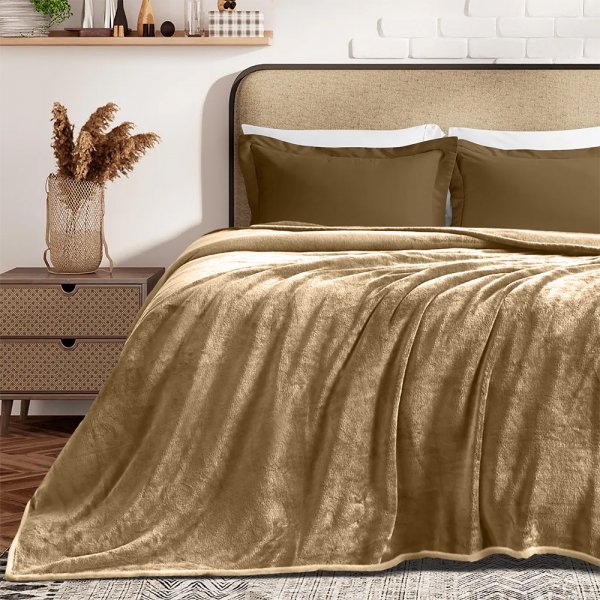 Κουβέρτα Βελουτέ Υπέρδιπλη Cobertor Beige Lino Home