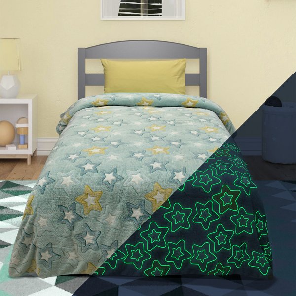 Φωσφοριζέ Κουβέρτα Fleece Μονή Ster Mint Lino Home