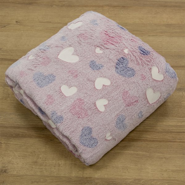 Φωσφοριζέ Κουβέρτα Fleece Μονή Herz Pink Lino Home