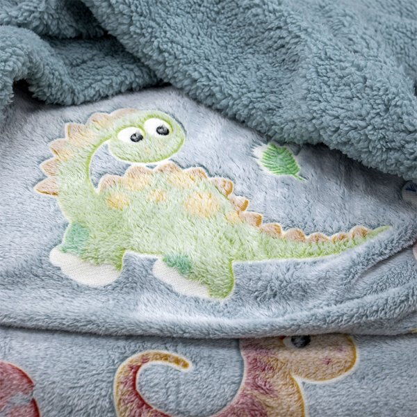 Φωσφοριζέ Κουβέρτα Fleece Sherpa Μονή Volcano Gray-Ciel Lino Home