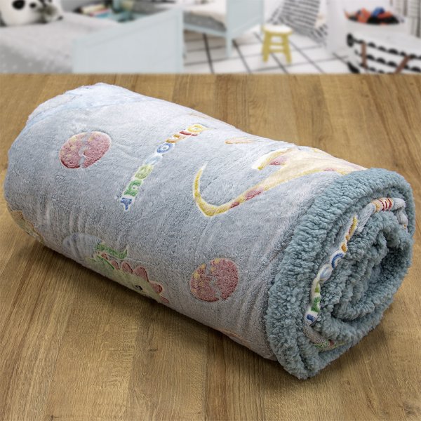 Φωσφοριζέ Κουβέρτα Fleece Sherpa Μονή Volcano Gray-Ciel Lino Home
