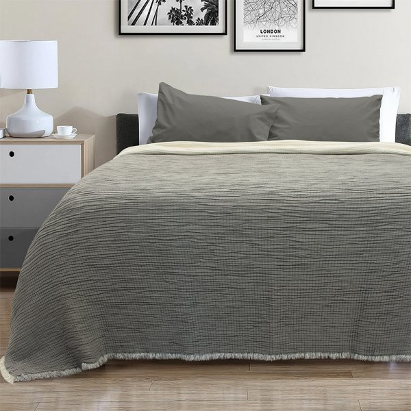 Κουβερτόριο Υπέρδιπλο Lasy Gray Lino Home