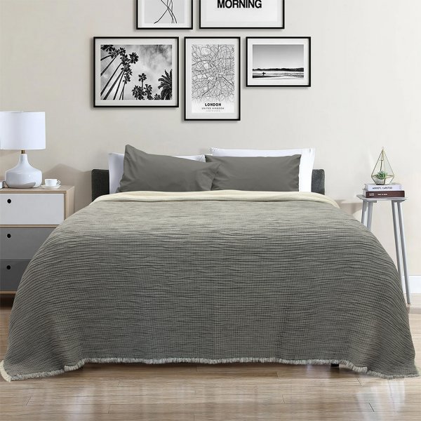 Κουβερτόριο Υπέρδιπλο Lasy Gray Lino Home