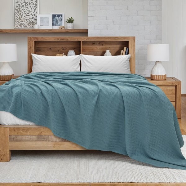 Κουβέρτα Πικέ Γίγας Cocoon Πετρόλ Lino Home