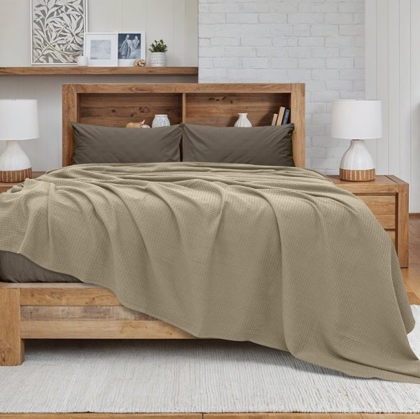 Κουβέρτα Πικέ Υπέρδιπλη Cocoon Μόκα Lino Home