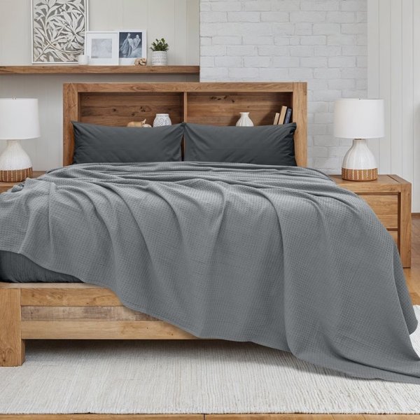 Κουβέρτα Πικέ Υπέρδιπλη Cocoon Γκρι Lino Home