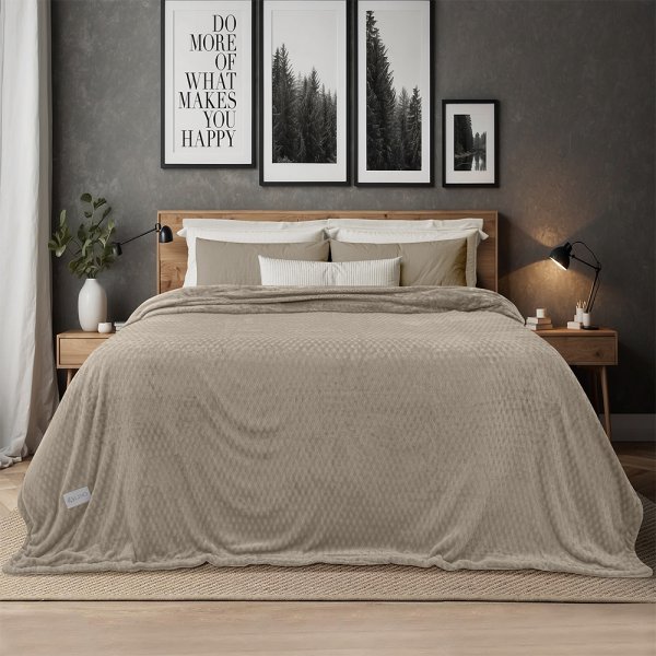 Κουβέρτα Fleece Υπέρδιπλη Sherpa Lofti Taupe Lino Home