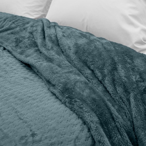 Κουβέρτα Fleece Υπέρδιπλη Sherpa Lofti Ντένιμ Lino Home