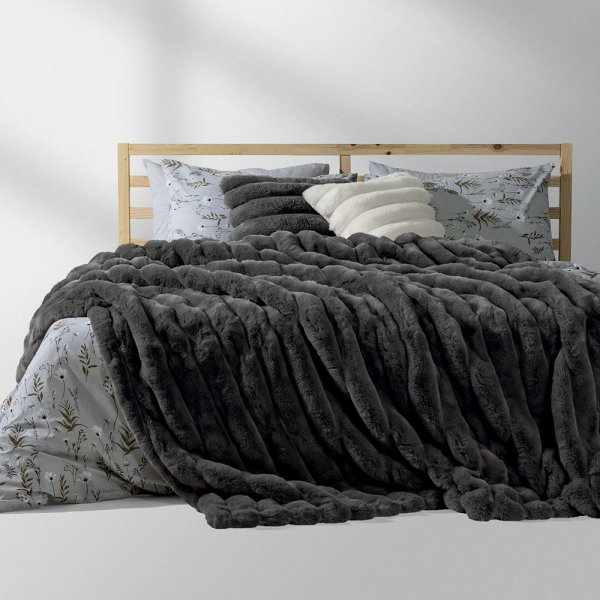Κουβέρτα Fleece Υπέρδιπλη Γούνα Natt Γκρι Lino Home