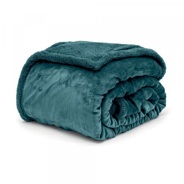 Κουβέρτα Fleece Μονή Erba Πετρόλ Lino Home