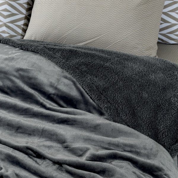 Κουβέρτα Fleece Υπέρδιπλη Erba Γκρι Lino Home