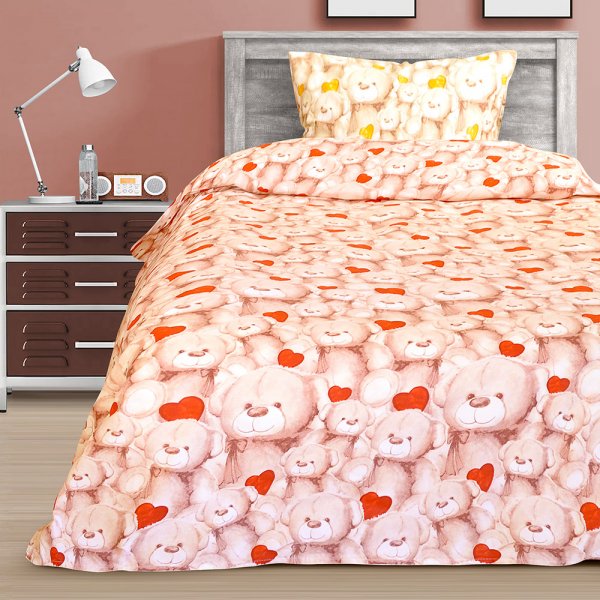 Σετ Σεντόνια Μονά Bear And Heart Lino Home