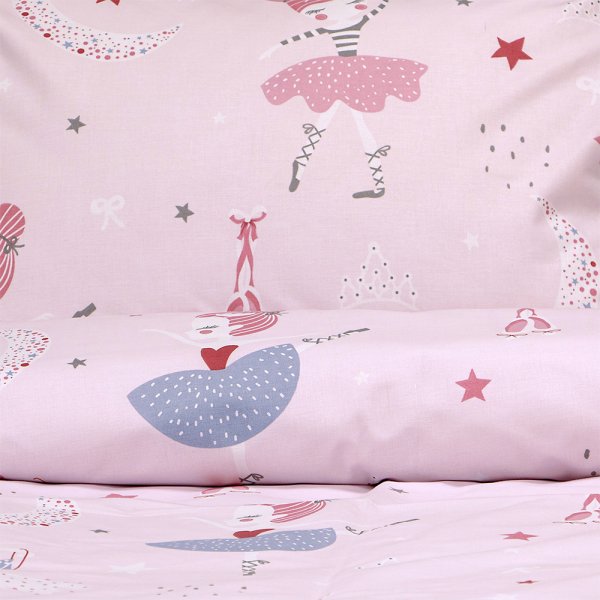 Σετ Σεντόνια Μονά Dreamy Dancers Pink Lino Home