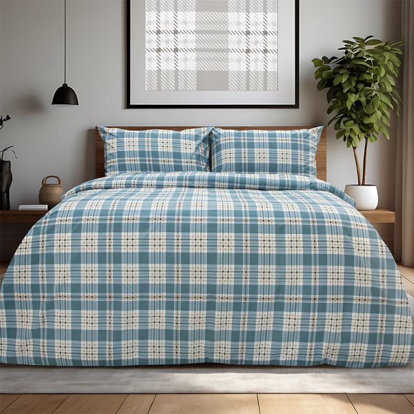 Σετ Σεντόνια Υπέρδιπλα Panier Μπλε Lino Home