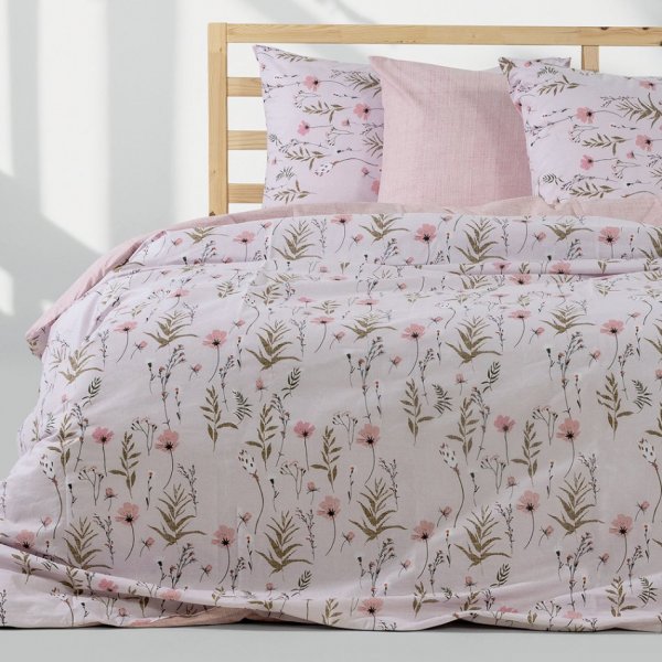 Σετ Σεντόνια Μονά Verde Ροζ Lino Home