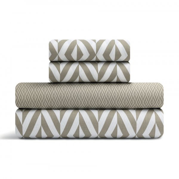 Σετ Σεντόνια Γίγας Ikat Μπεζ Lino Home