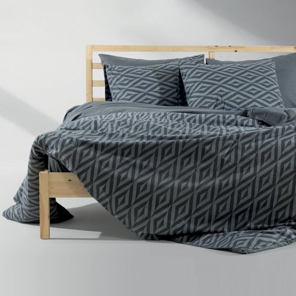 Σετ Σεντόνια Γίγας Ikat Σκούρο Γκρι Lino Home