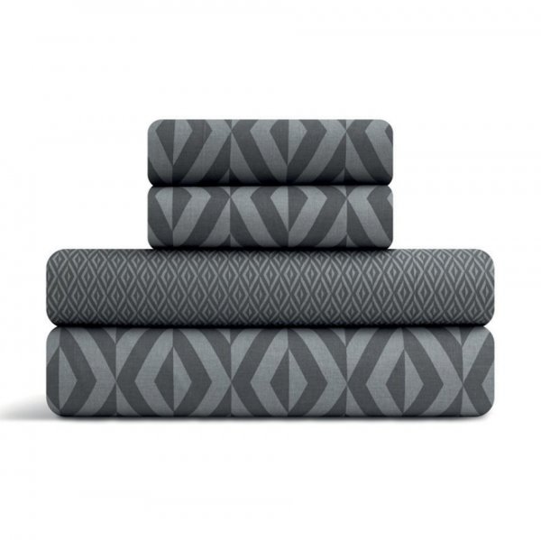 Σετ Σεντόνια Γίγας Ikat Σκούρο Γκρι Lino Home