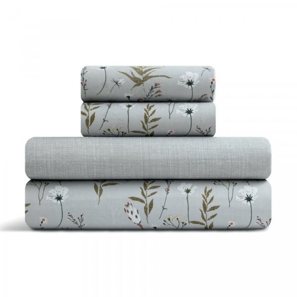 Σετ Σεντόνια Γίγας Verde Ασημί Lino Home