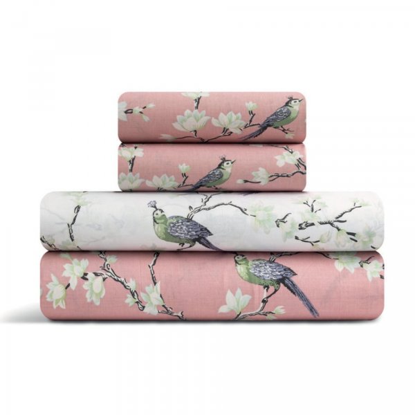 Σετ Σεντόνια Γίγας Parrots Σομόν Lino Home