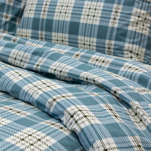 Σετ Παπλωματοθήκη Υπέρδιπλη Panier Μπλε Lino Home