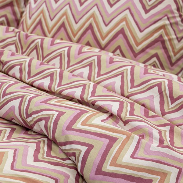 Σετ Παπλωματοθήκη Υπέρδιπλη Flots Ροζ Lino Home