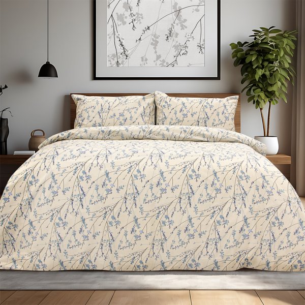 Σετ Παπλωματοθήκη Υπέρδιπλη Amandes Μπλε Lino Home