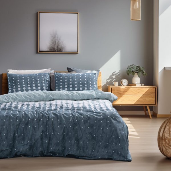 Σετ Παπλωματοθήκη Μονή Nuda Πετρόλ Lino Home