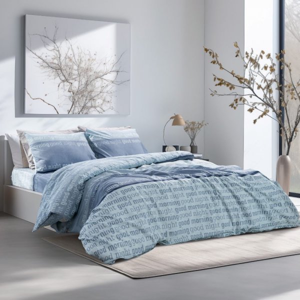 Σετ Παπλωματοθήκη Μονή Nuvet Μπλε Lino Home