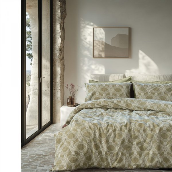 Σετ Παπλωματοθήκη Μονή Loomo Olive Lino Home