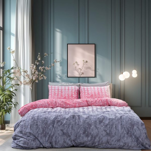 Σετ Παπλωματοθήκη Υπέρδιπλη Nuda Ροζ Lino Home