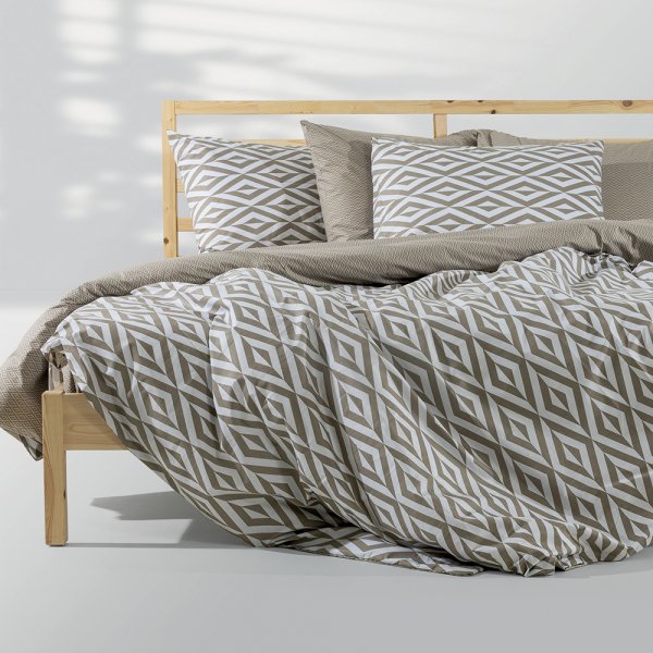 Σετ Παπλωματοθήκη Μονή Ikat Μπεζ Lino Home