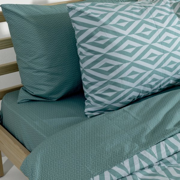 Σετ Παπλωματοθήκη Μονή Ikat Μέντα Lino Home
