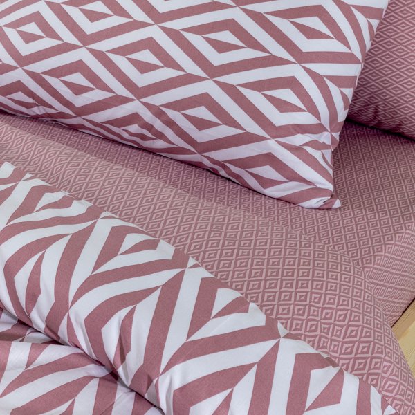 Σετ Παπλωματοθήκη Μονή Ikat Dusty Pink Lino Home