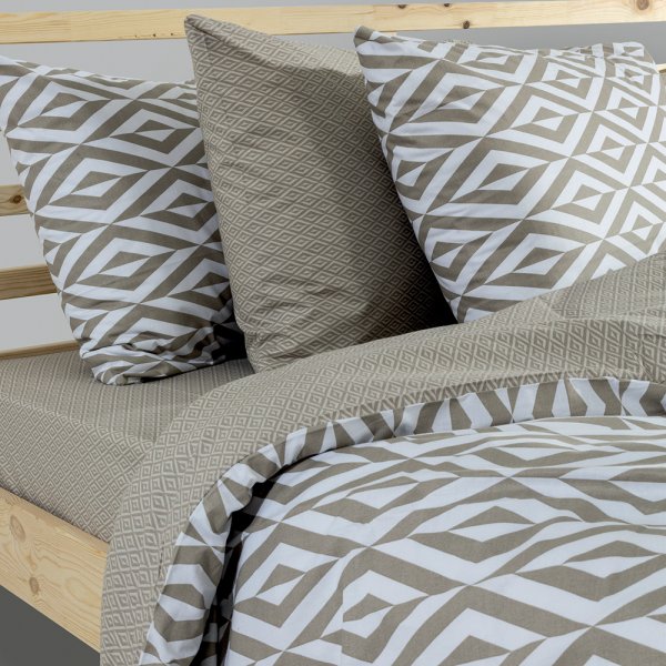 Σετ Παπλωματοθήκη Υπέρδιπλη Ikat Μπεζ Lino Home