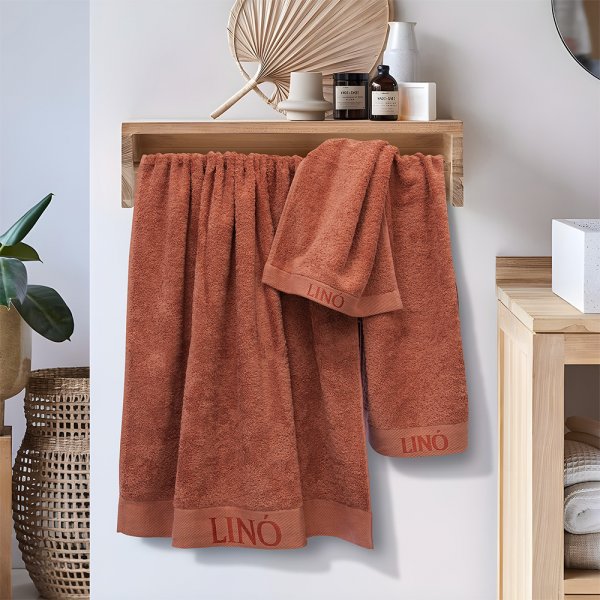Πετσέτα Προσώπου Brandy Terracotta Lino Home