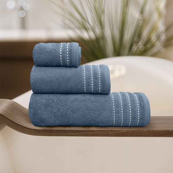 Σετ Πετσέτες Μπάνιου (3τμχ) Veluva Πετρόλ Lino Home