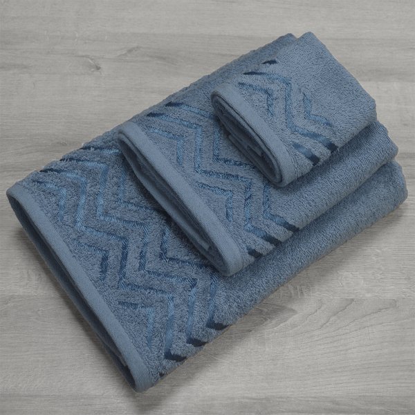 Σετ Πετσέτες Μπάνιου (3τμχ) Wavie Πετρόλ Lino Home