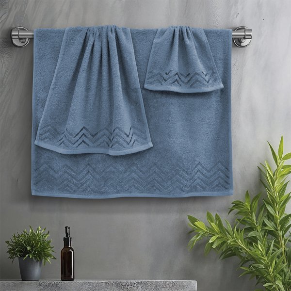 Σετ Πετσέτες Μπάνιου (3τμχ) Wavie Πετρόλ Lino Home