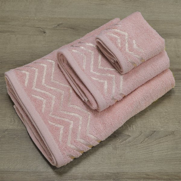 Σετ Πετσέτες Μπάνιου (3τμχ) Wavie Κοραλί Lino Home