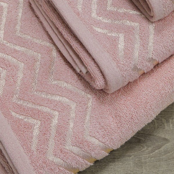 Σετ Πετσέτες Μπάνιου (3τμχ) Wavie Κοραλί Lino Home