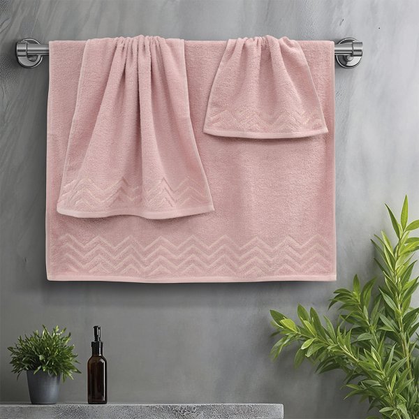 Σετ Πετσέτες Μπάνιου (3τμχ) Wavie Κοραλί Lino Home