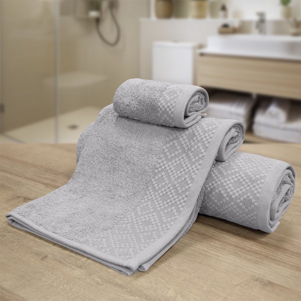 Σετ Πετσέτες Μπάνιου (3τμχ) Serapha Ανοιχτό Γκρι Lino Home