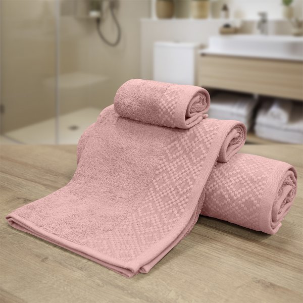 Σετ Πετσέτες Μπάνιου (3τμχ) Serapha Κοραλί Lino Home